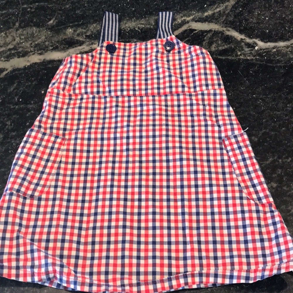 Baby Gap Vintage Rare Checkered dress white blue plaid flag & bloomers - Picture 2 of 8